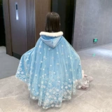 Детский ветрозащитный плащ для принцессы для выхода на улицу, зимняя рождественская накидка, увеличенная толщина, «Холодное сердце»