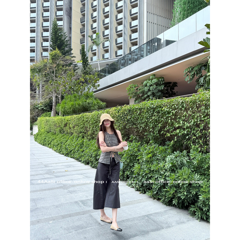44Aasi Casual and Stylish A-Line Pants, Versatile and Slimming Wide-Leg 7/8 Pants