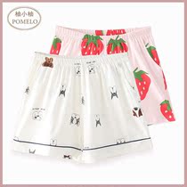 Summer thin Pure Cotton Cartoon Print Loose Young Girl Casual Knit Cotton All-cotton Home Shorts Sleeping Pants Women