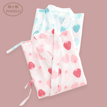 ins summer thin pure cotton cotton cloth day department strawberry print loose lace and morning gown sleeping dress sleegown bathrobe woman