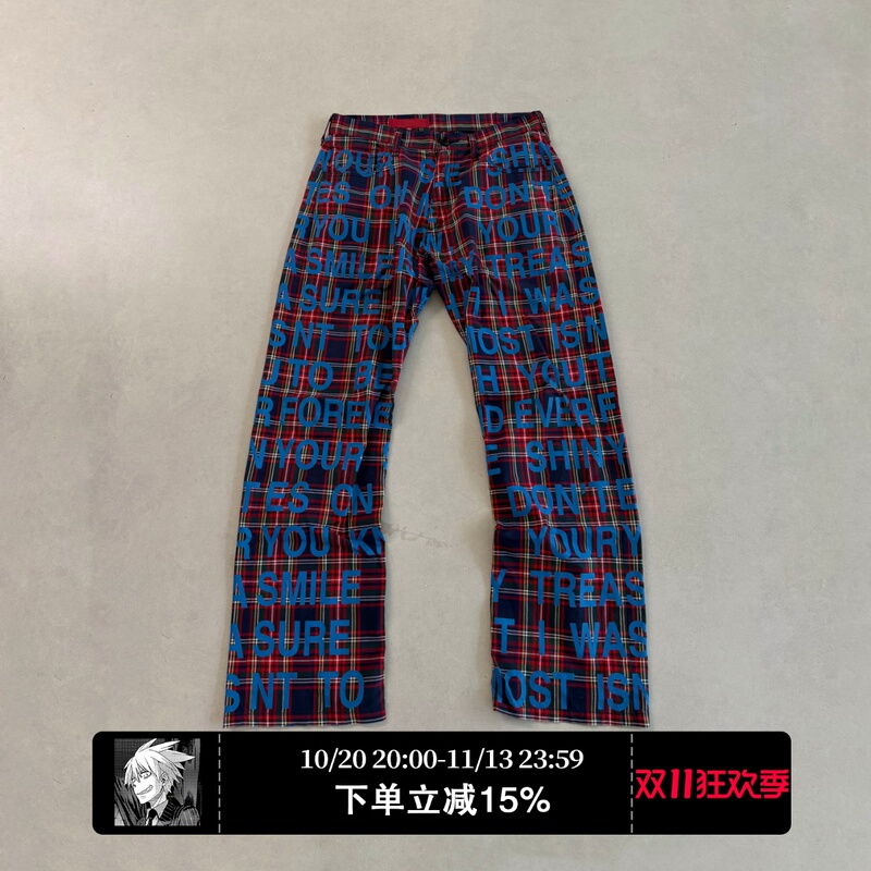 Junyawatanabe Three-Party Collaboration Ss02S Poetry Print Plaid Trousers Poem Pants Junyawatanabe Three-Party Collaboration Ss02S Poetry Print Plaid Trousers Poem Pants