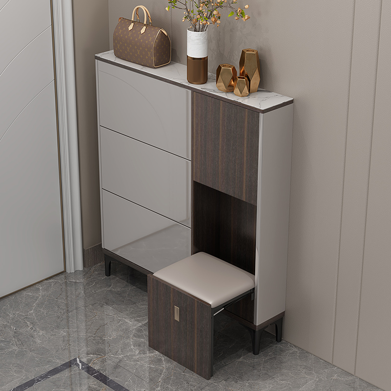 Italian-style light luxury ultra-thin shoe cabinet home entrance stool integrated modern minimalist 2022 new explosion style door to the home