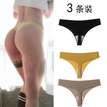 European and American tback seamless underwear women high waist thong one piece sexy sports fitness large size Ice Silk T pants women