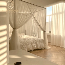 RPAP light luxury milk white palace style mosquito net 2023 new 1 8m home encrypted three-door floor-to-ceiling bed curtain