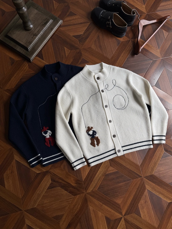 Dawnverse "Cowboy Rancher" Eastern European Manor Fair Isle Knitted Wool Sweater Elegant Cardigan Jacket