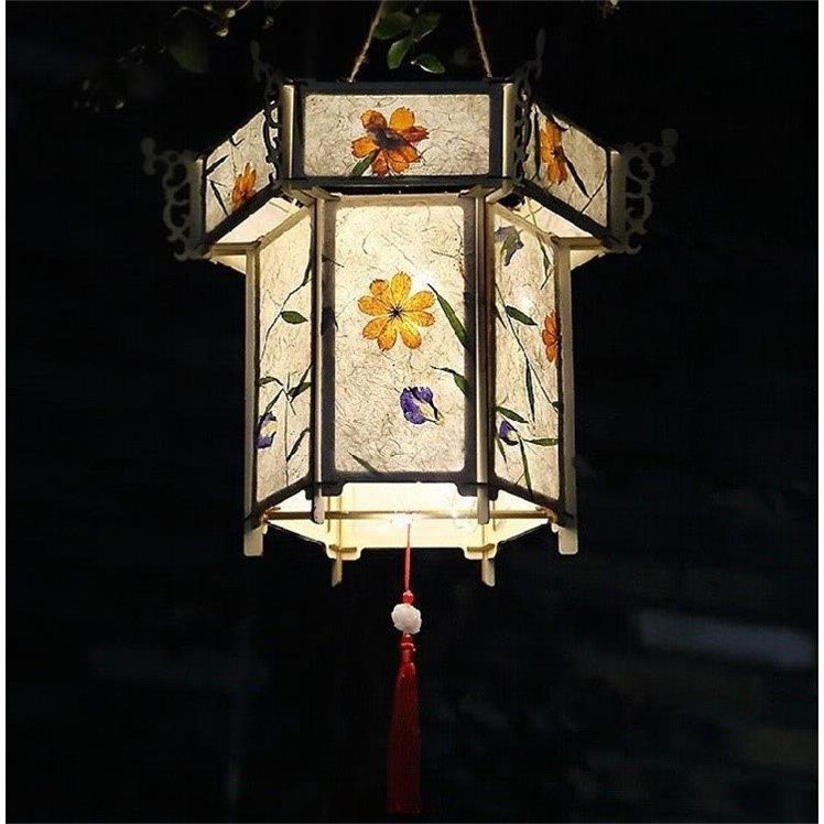 Mid-Autumn Festival flowers and paper lanterns kindergarten campus party activities antique retro decoration handmade material package DIY