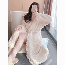 2022 new style nightgown for women in autumn and winter sweet and sexy coral velvet thickened long pajamas winter bathrobe home wear