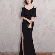 Elegant phục dạ hội 2019 mùa hè dây đeo máy chủ mới tiệc vai dài hàng năm cho thấy chiếc váy