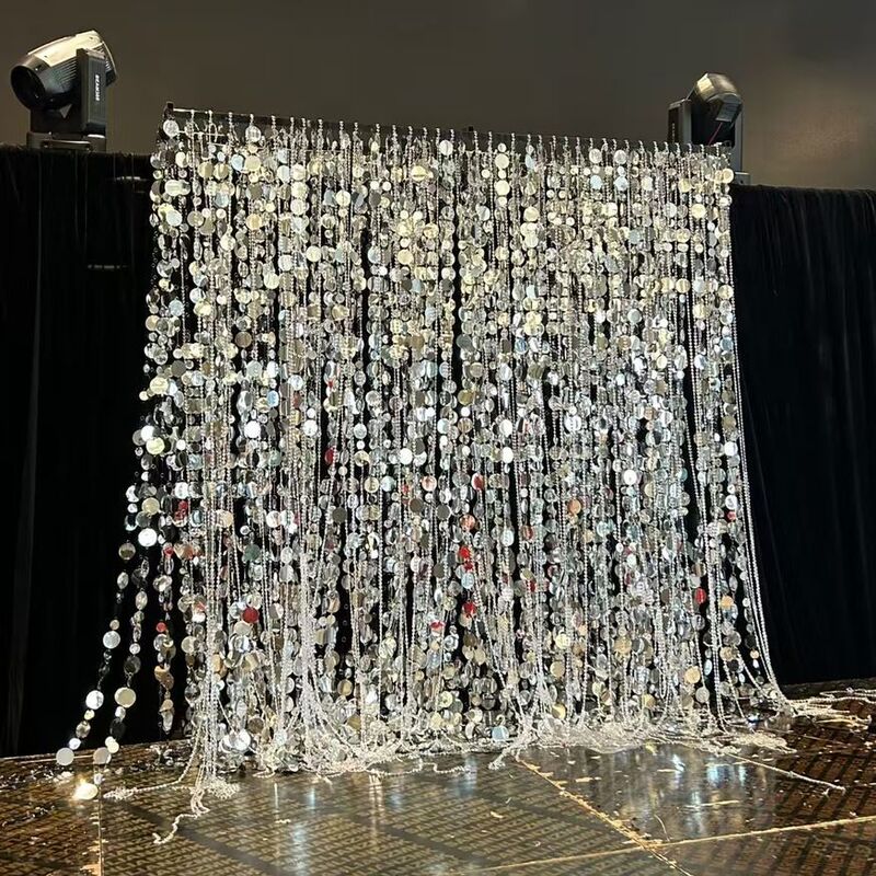 3m Long Sequin String for Wedding Decoration, Double-Sided Mirror Silver and Gold Sequin String for Wedding Backdrop Arrangement, Sequin String Hanging Curtain 3m Long Sequin String for Wedding Decoration, Double-Sided Mirror Silver and Gold Sequin String for Wedding Backdrop Arrangement, Sequin String Hanging Curtain