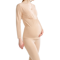 unisunny maternity autumn clothes and pants set postpartum nursing pajamas going out for breastfeeding high elastic thermal underwear bottoming shirt