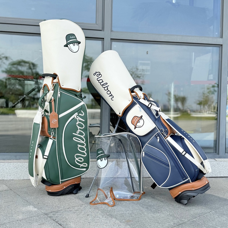 Korean Malbon Golf Bag Stand Bag for Men and Women, New Waterproof Lightweight Universal Club Pu Bag, Wear-Resistant