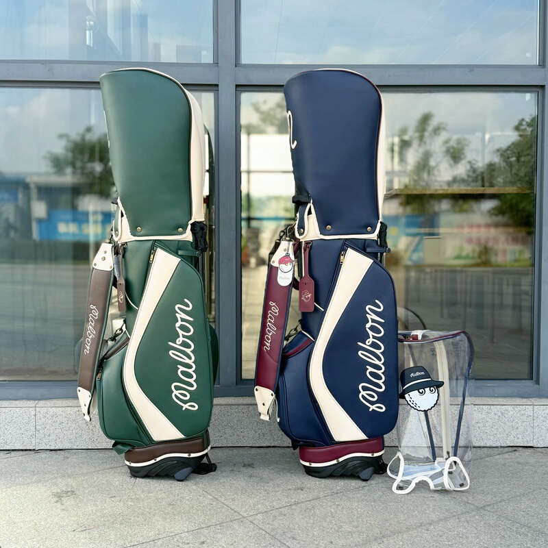 Korean New Golf Bag Stand Bag Pu Waterproof Lightweight Stand Club Bag for Men and Women with Double Cap