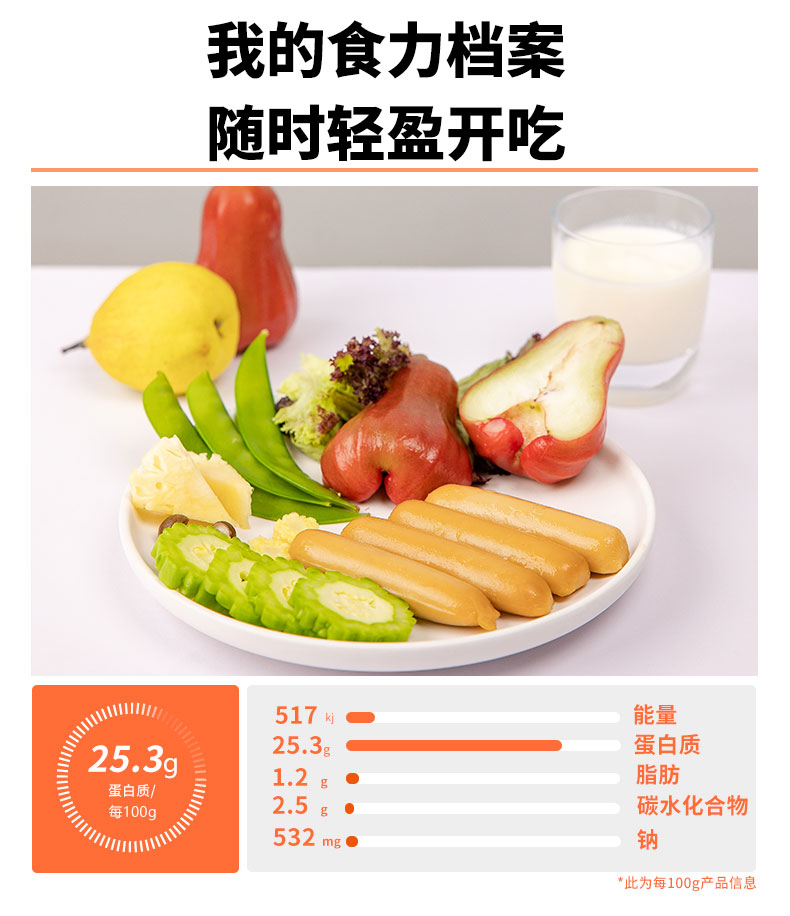 【轻尝】低脂鸡肉肠25g*12根