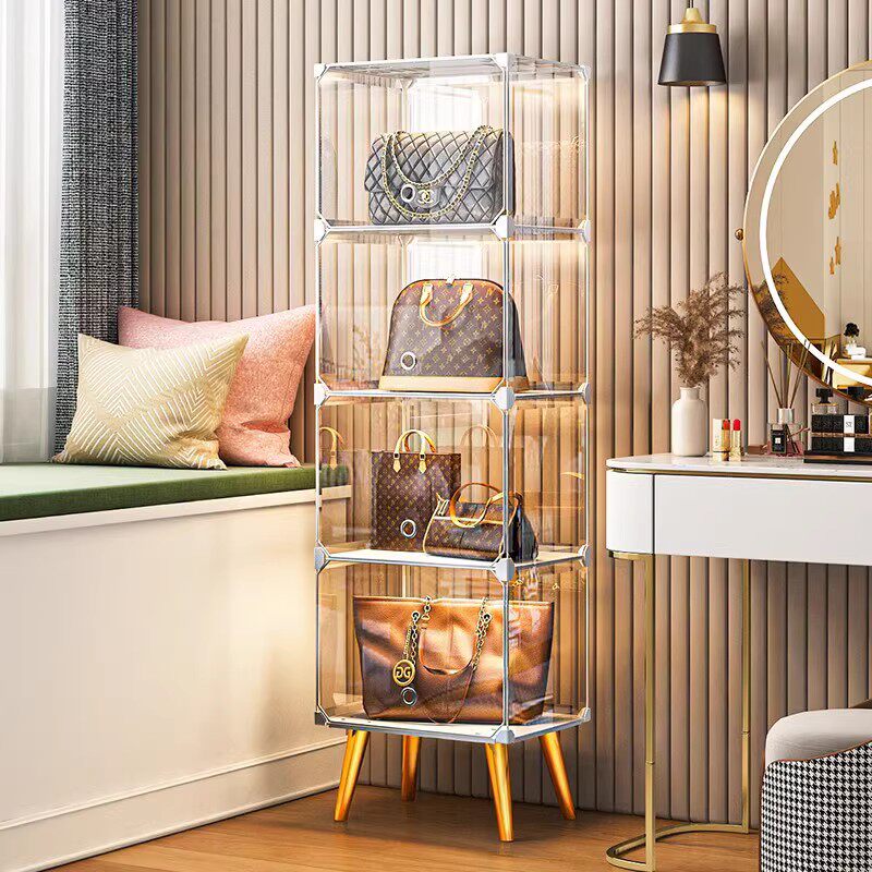 Pack-containing devinator Home Transparent Laying Bag's shelve storage finishing cabinet anti-dust containing display cabinet-Taobao