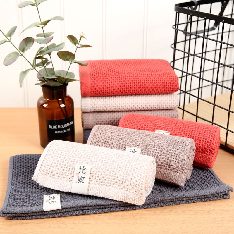 Japanese simple gauze cotton honeycomb towel does not lose hair wash face towel group purchase gift absorbent waffle Special