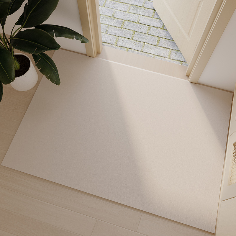 Cream-Colored Entrance Door Mat, Customizable, Solid Color Pvc, Wipeable, No-Wash Leather Entryway Mat, Foot Mat, Doorway Carpet