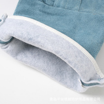 Hanging three-finger welding gloves double-layer thickened welders cowhide two-layer gloves non-slip drivers gloves heat-insulated welding