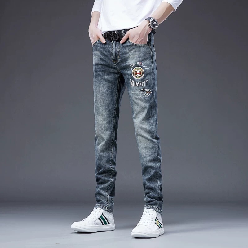 High-End Men's Jeans, Loose Straight-Leg Style, New Autumn and Winter Models, Guangzhou Xintang High-End Business Style Casual Long Pants