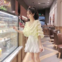 a20 short sleeve summer Korean style womens skirt loose irregular fashion short skirt W two-piece suit a