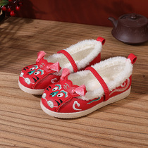 Tiger head shoes womens treasure childrens New Years shoes New Year shoes plus velvet winter high-end matching Hanfu ancient shoes