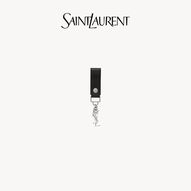 [Gift] Ysl/Saint Laurent Men's Monogramme Letter Logo Leather Key Ring