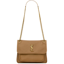 Chinese Valentines Day gift] YSL Yves Saint Laurent womens NIKI dark cork color grained sheep leather handbag handbag