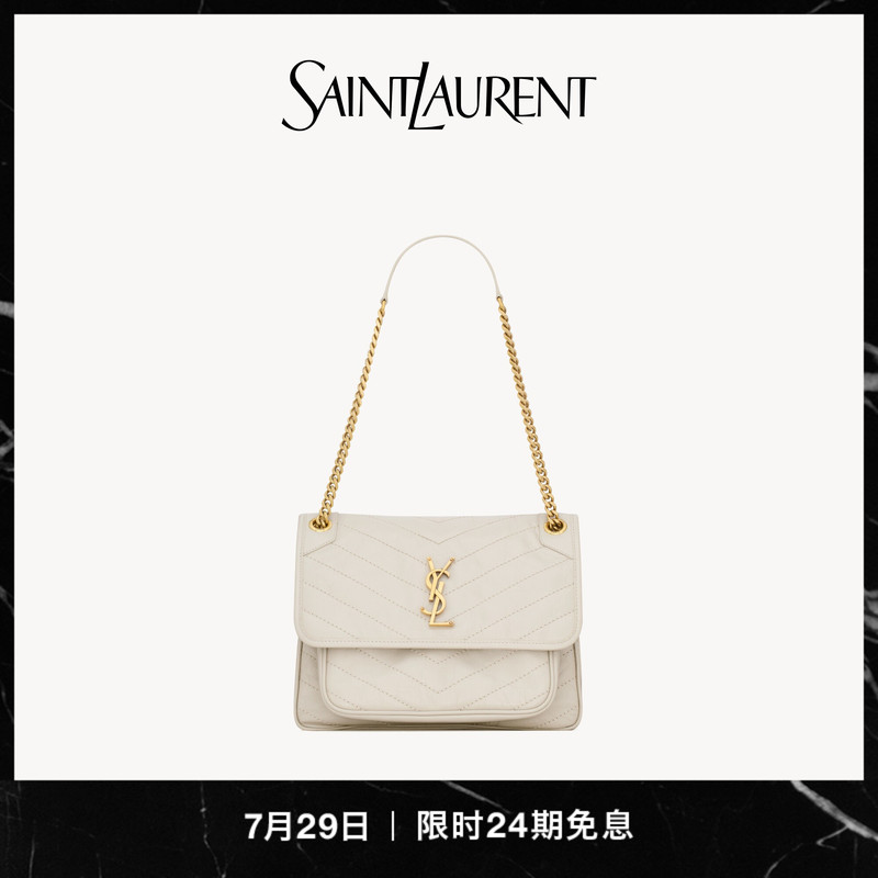 [24 Installments Interest-Free][New Product] Ysl/Saint Laurent Women's Niki Medium-Sized Vintage Leather Handbag Ysl Bag