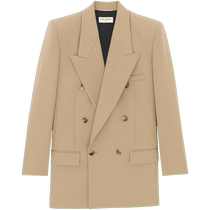 24th issue interest-free] YSL Yves Saint Laurent womens beige wool double-breasted gabardine jacket for women