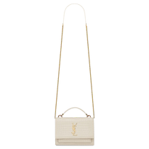 YSL Saint Laurent Womens SUNSET glossy leather chain wallet YSL bag shoulder bag