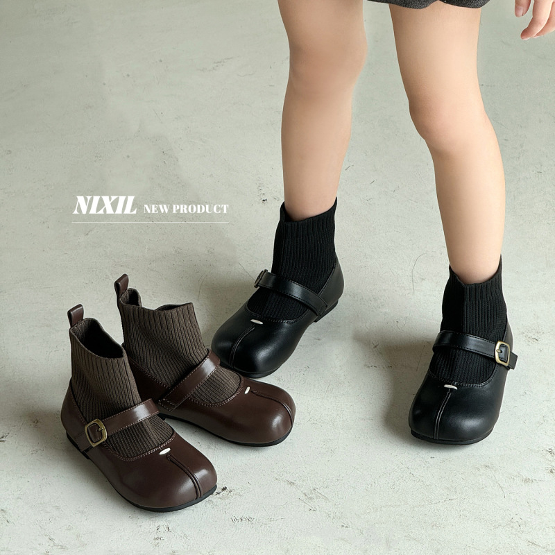 Princess Children's Martin Boots Autumn and Winter New Style Girls' Sock Boots Elastic Girls' Short Boots Stylish Baby Shoes Soft Sole