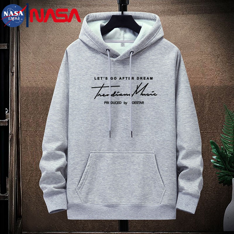 Nasa Co-Branded Autumn and Winter Fleece-Lined Thickened Sweatshirt Casual Men's Loose Fit Youth Student Pure Cotton Hooded Top Jacket