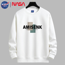 NASA original autumn and winter mens sweatshirt loose velvet thickened pullover round neck bottoming shirt long-sleeved T-shirt large size