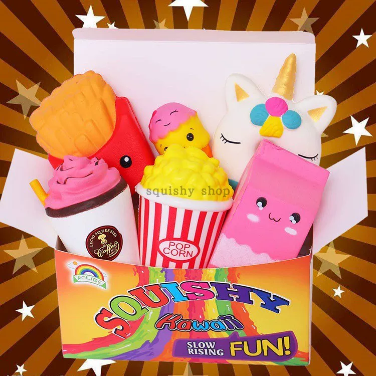 Antistress Squishy Hamburger Milkshake Squishe Donut Popcorn