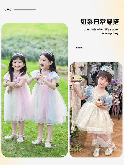 真皮女童公主鞋2025新款儿童凉鞋夏季小女孩水晶高跟鞋女宝宝皮鞋