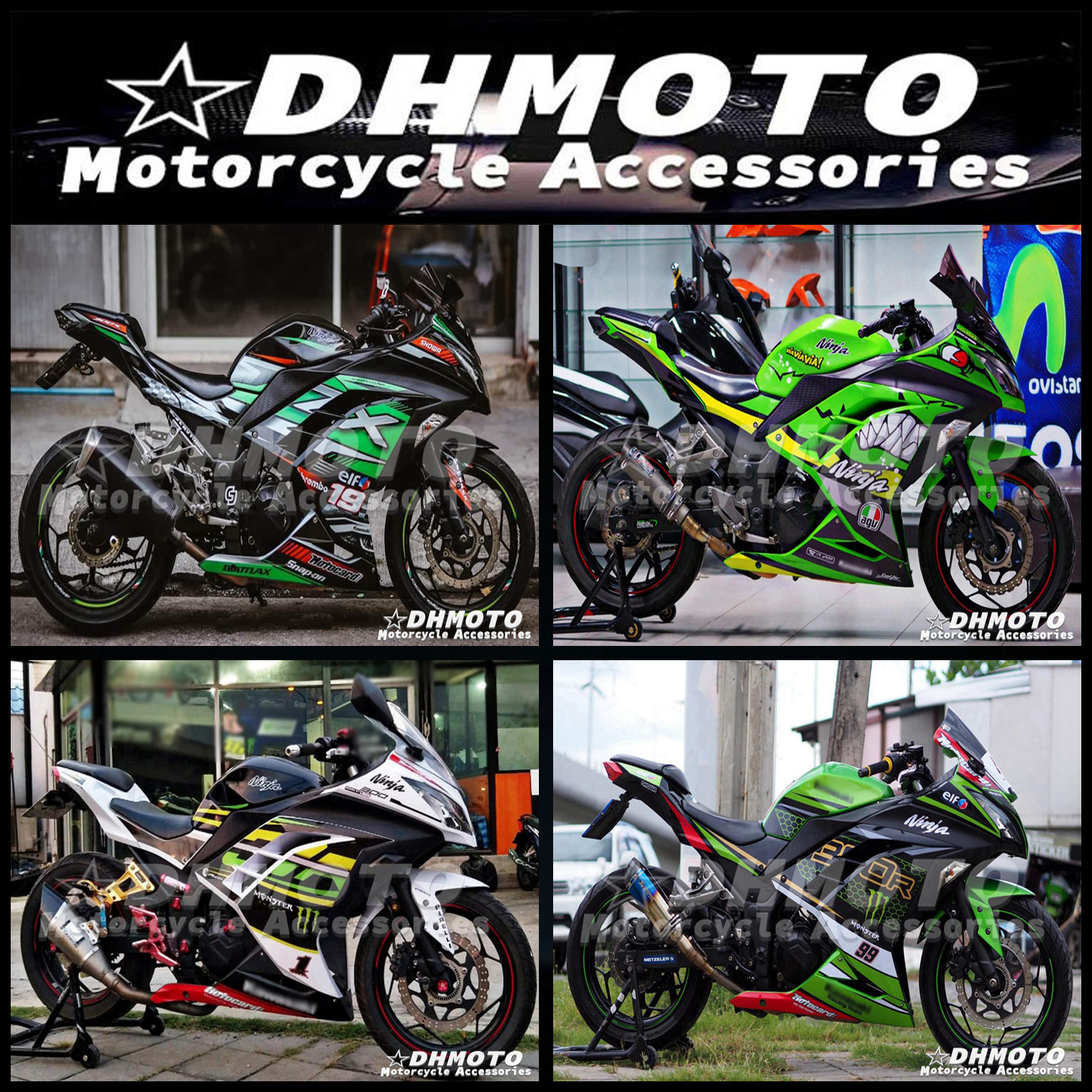 Suitable for small ninja ninja300 250 2013 14 15 15 17 17 18 years complete car injection moulding shell-Taobao