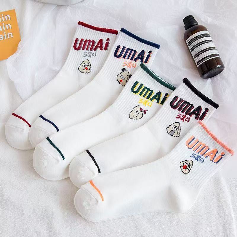 Spring and Autumn Socks, Korean Style Mid-Calf, All-Season, Cute Student, Japanese Style, Sports Letter Long Socks ins Long Socks