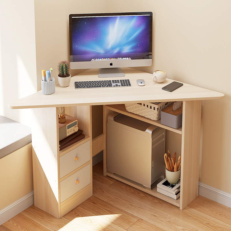 Triangular Study Desk, Corner Writing Desk, Corner Computer Desk, Simple Home Corner Table for Small Apartments