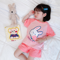 Young childrens pajamas suit summer dress girl babys cute home dress 1 2 3 4 and 2 weeks old girl two sets