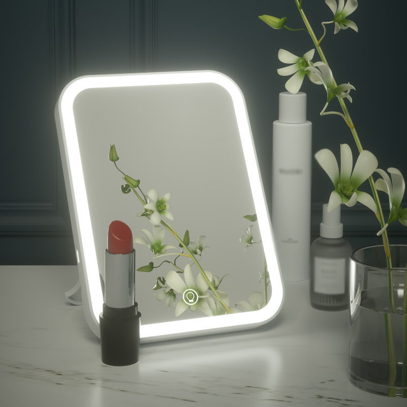 LED makeup mirror with lamp filled dorm desktop desktop dresser female folding students carry a small mirror with