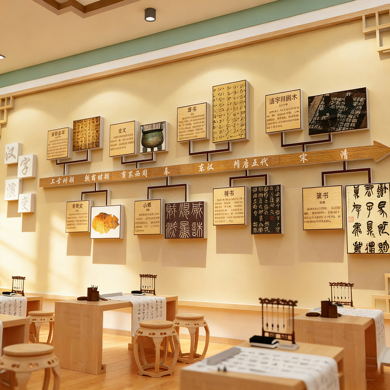 The Origin and Evolution of Chinese Characters, Calligraphy Classroom Atmosphere Decoration, Hard Pen Training, Wall Environment Creation, Cultural Background The Origin and Evolution of Chinese Characters, Calligraphy Classroom Atmosphere Decoration, Hard Pen Training, Wall Environment Creation, Cultural Background