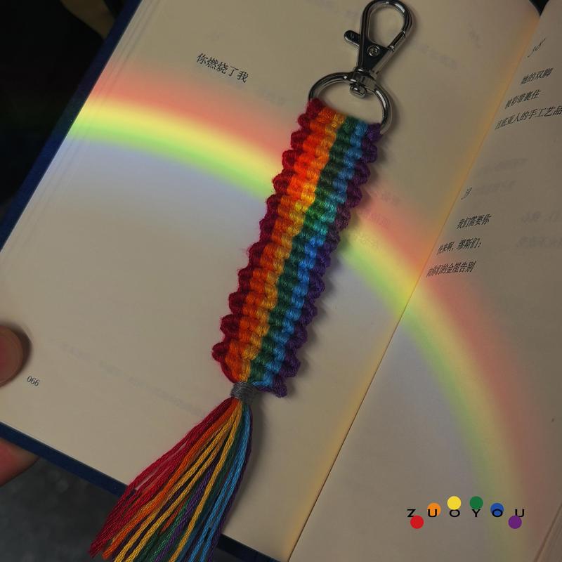 Zuoyou Six-Color Rainbow Original Handmade Braided Rope Couple Keychain Bag Pendant Secret Code Gift