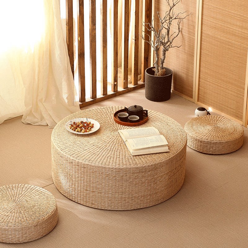Straw thickened futon cushion on the ground household meditation kneeling worship mat Japanese-style tatami round pier meditation mat