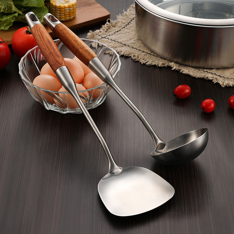 Pan shovel Home Stainless Steel 304 Iron Shovels Saute Saute Saute spoonful spoon Ladle Soup Spoon Large stock Soup Kitchenware set of complete set