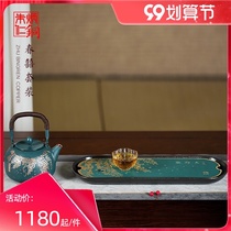 Zhu Bingren copper new products first portable handmade copper pot fruit snack plate spring teapot tea tray set