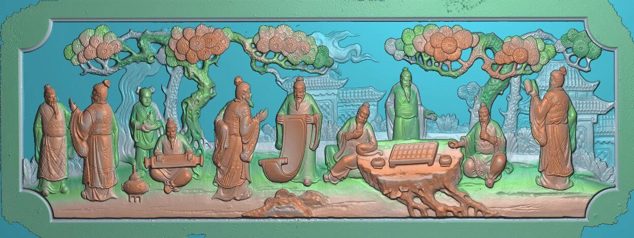 Relief scanning map Finely Carved figure 100 Sub-child Merchants recruited Caifu Tianguan Blessing Ancient Jian God figure 01LK1-Taobao