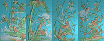 Scanned images of finely carved images of four seasons flowers peacocks peonies phoenixes cranes parrots begonias flowers and birds plums orchids bamboos and chrysanthemums SD42K