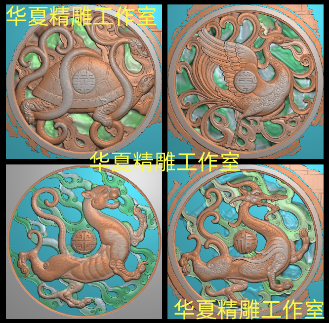 Fine Sculpture of Qinglong White Tiger Zhu Xuan Wuxiang Cloud Stone Sculpture Screen Relief Map Scanning Figure Four Major Gods GUJHG-Taobao