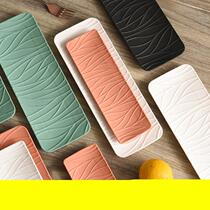 Plate rectangular sushi long plate Simple snack plate ceramic tableware Nordic creative long strip household