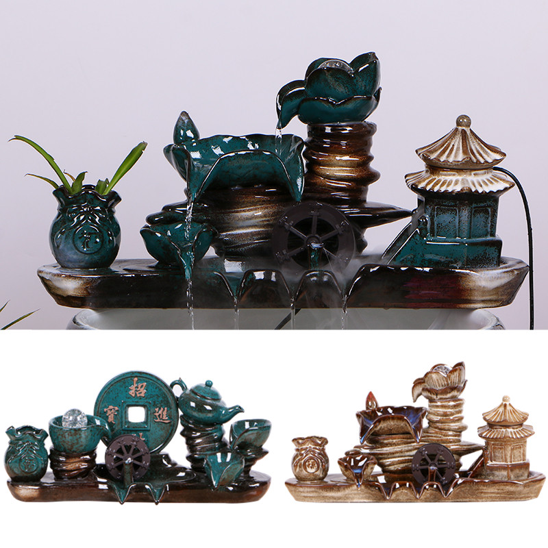 Ceramic automatic circulating water fountain indoor fish basin fish tank oxygenation filter waterfall decoration landscaping ornaments