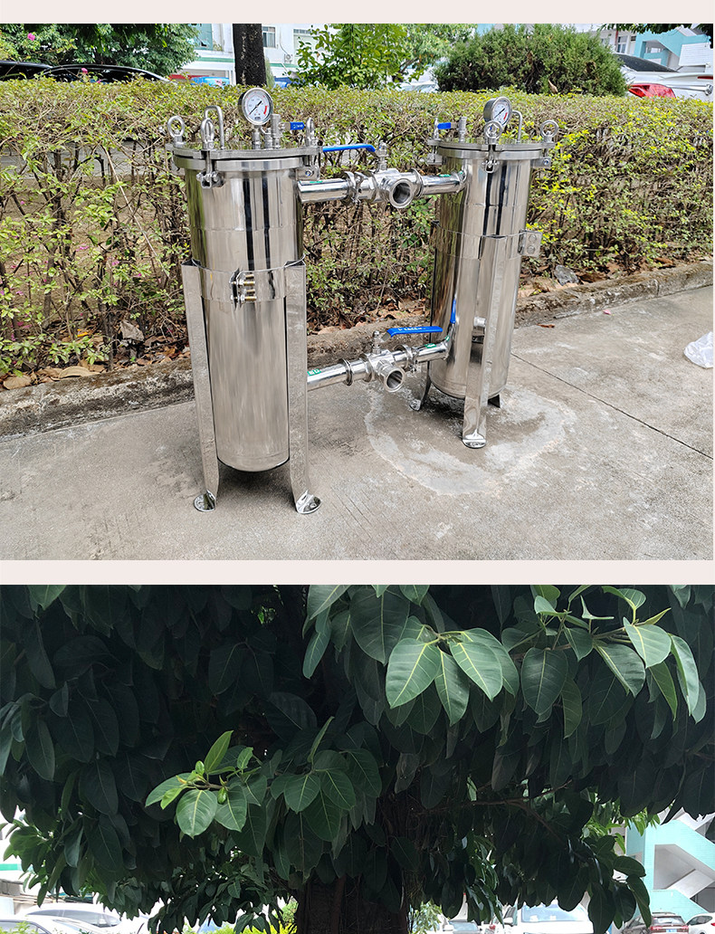 Оборудование для фильтрации 304不锈钢双联过滤器食品饮料牛奶固液分离过滤机并联袋式过滤器